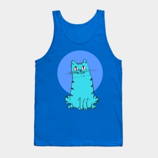 blue cat sweet cartoon Tank Top